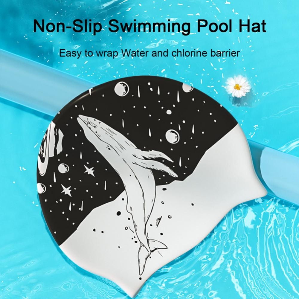 Swim Hat Silicone - 너무 꽉 조이지 않는 양면 프린트